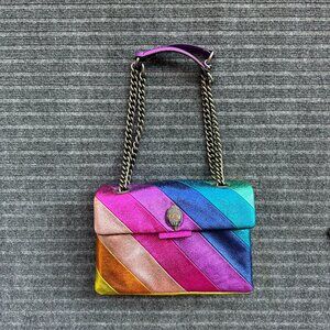 Large Kensington Leather Crossbody Purse- Rainbow